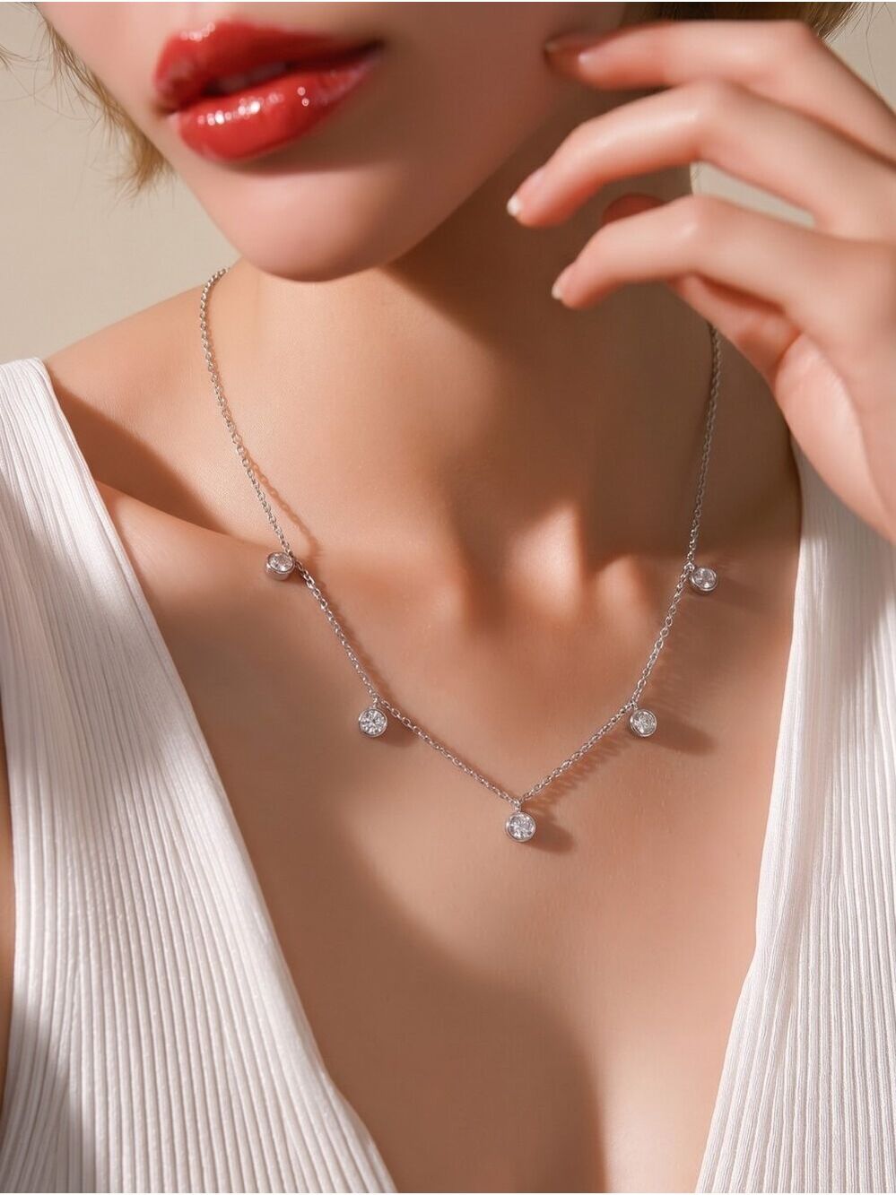 Sterling Silver CZ droplet necklace 18" 🆕